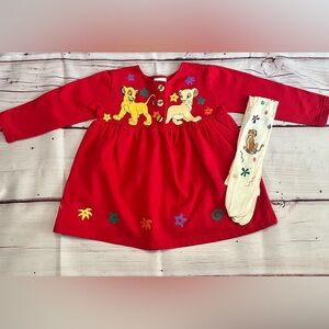 Vintage Disney The Lion King Simba & Nala Dress & Tights